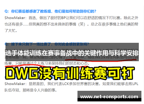 选手体能训练在赛事备战中的关键作用与科学安排 选手体能训练在赛事备战中的关键作用与科学安排
